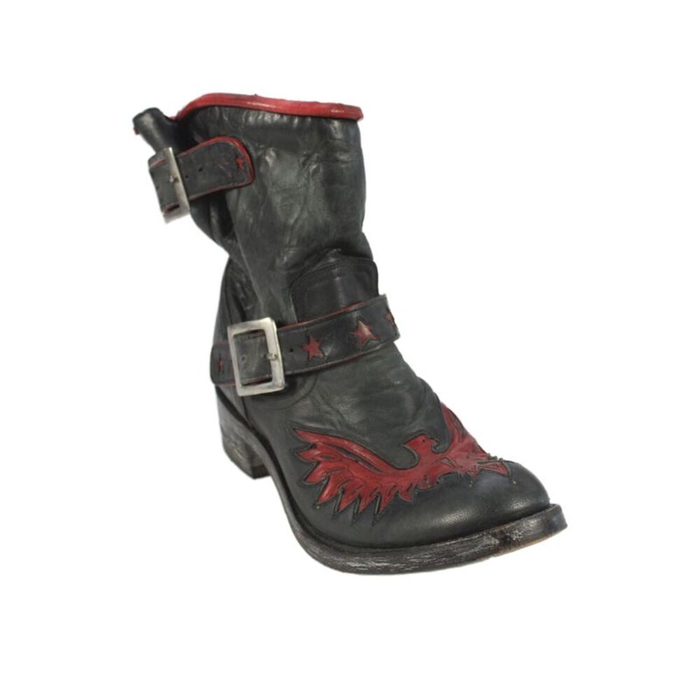 Old Gringo Womens Slip On Block Heel Star Phoenix Cowboy Boots Black Red Size 10